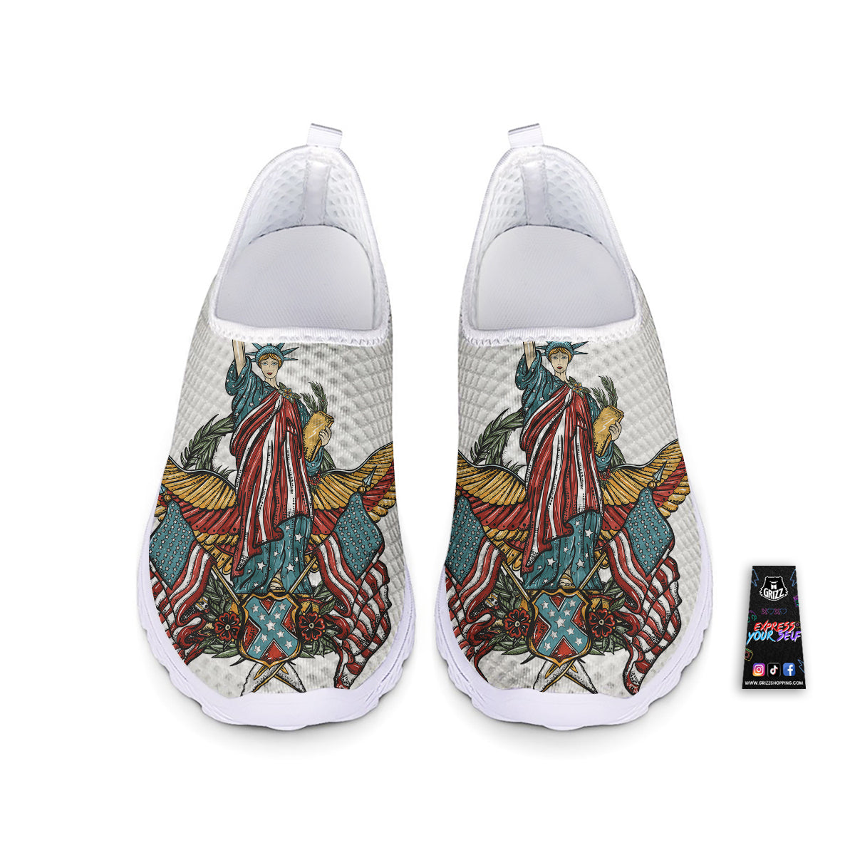 Patriotic Art Statue Of Liberty Print Nurse Shoes-grizzshop