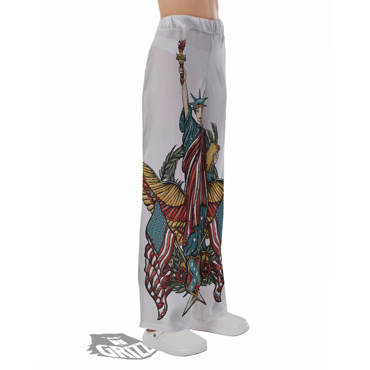 Patriotic Art Statue Of Liberty Print Pajama Pants-grizzshop