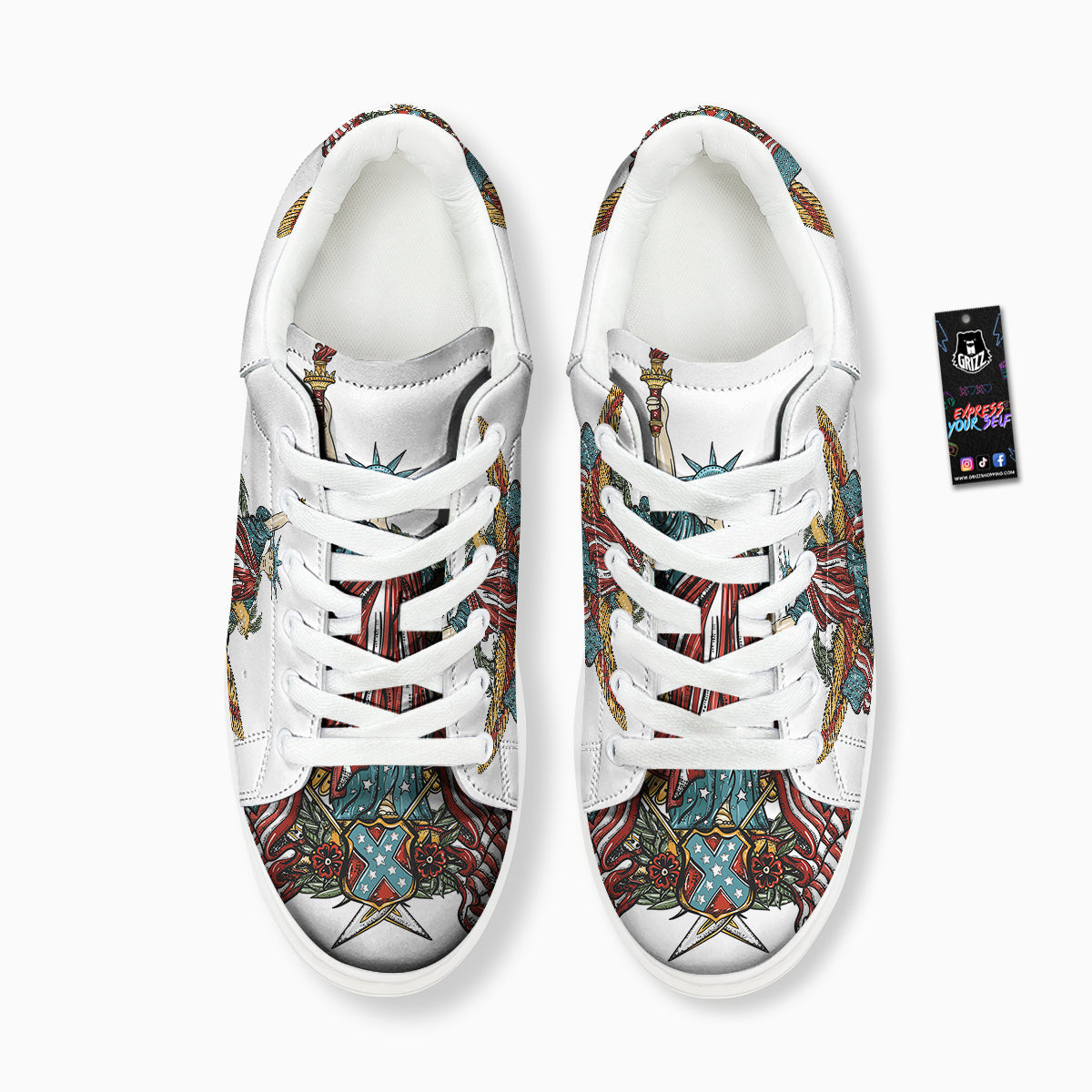 Patriotic Art Statue Of Liberty Print Platform Shoes-grizzshop