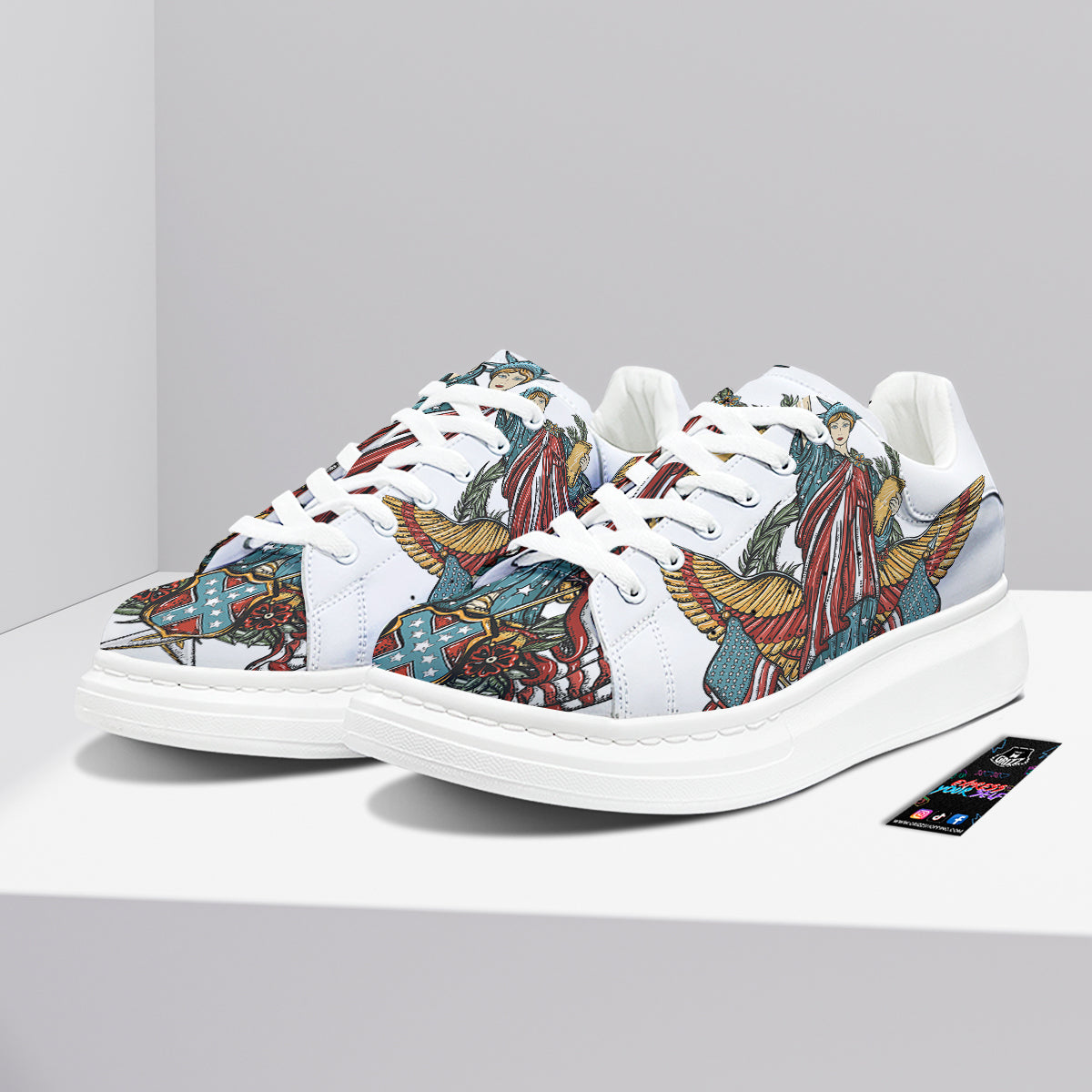 Patriotic Art Statue Of Liberty Print Platform Shoes-grizzshop