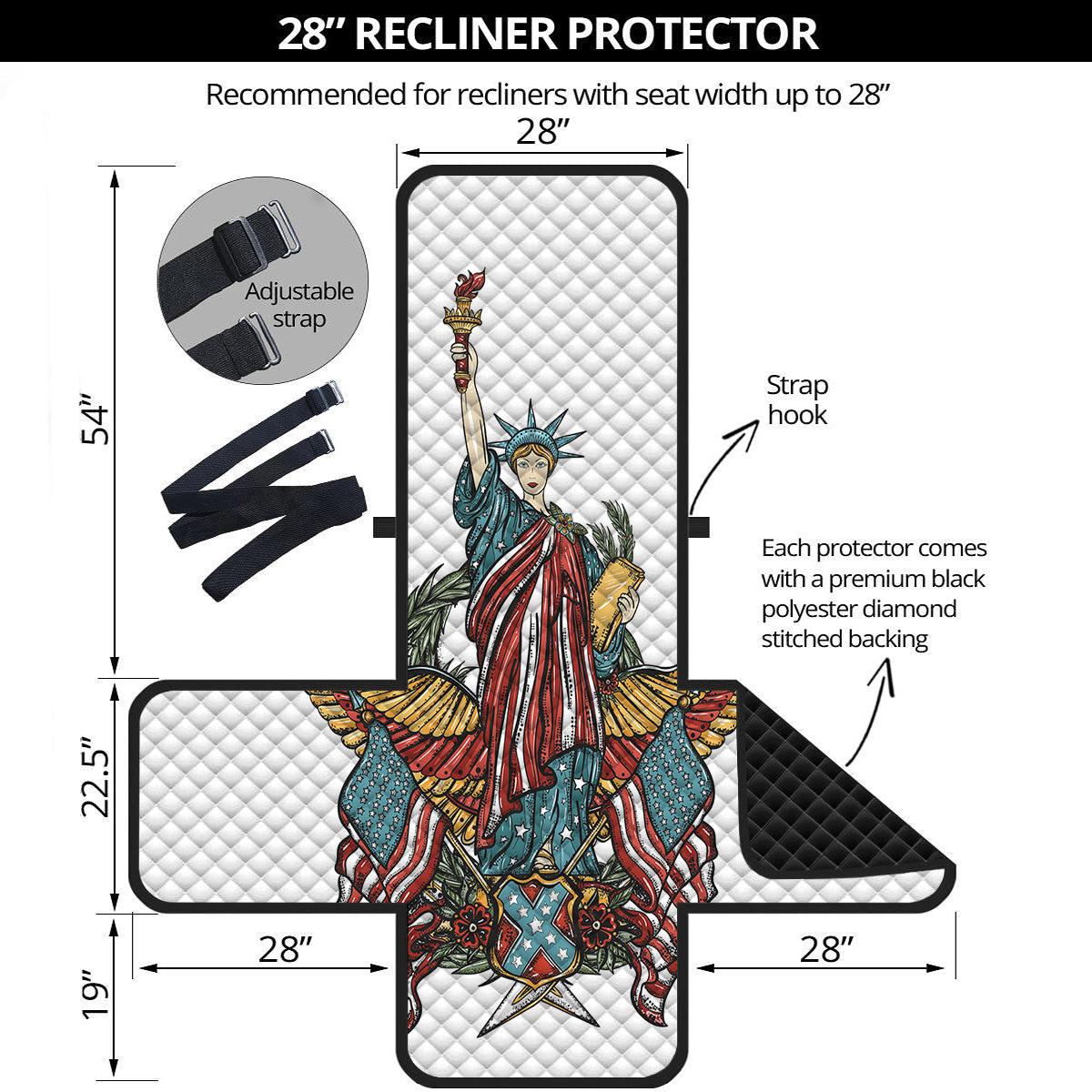 Patriotic Art Statue Of Liberty Print Recliner Protector-grizzshop