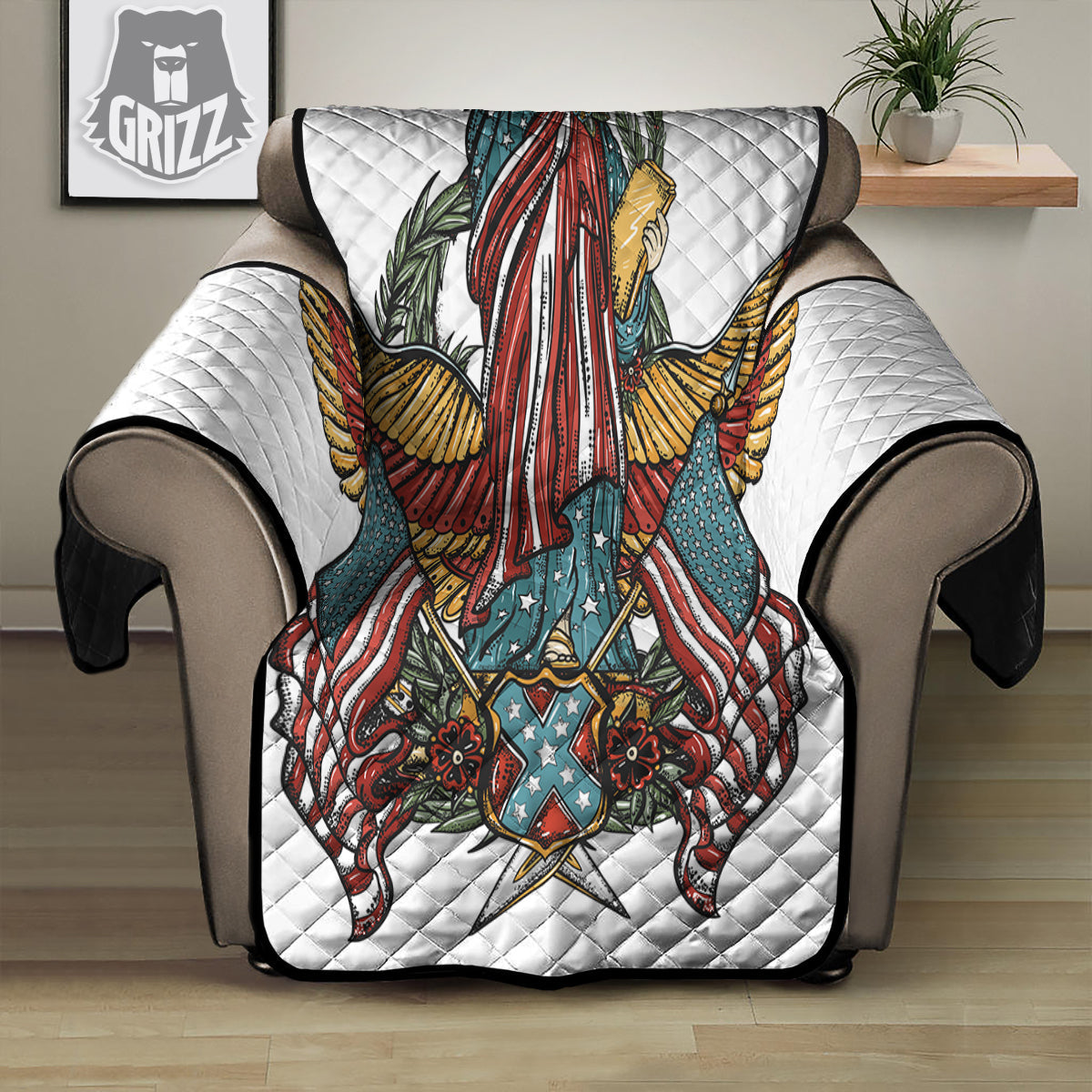 Patriotic Art Statue Of Liberty Print Recliner Protector-grizzshop