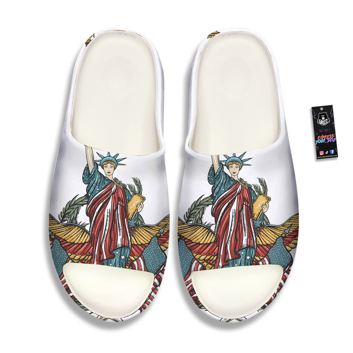 Patriotic Art Statue Of Liberty Print Sandals-grizzshop