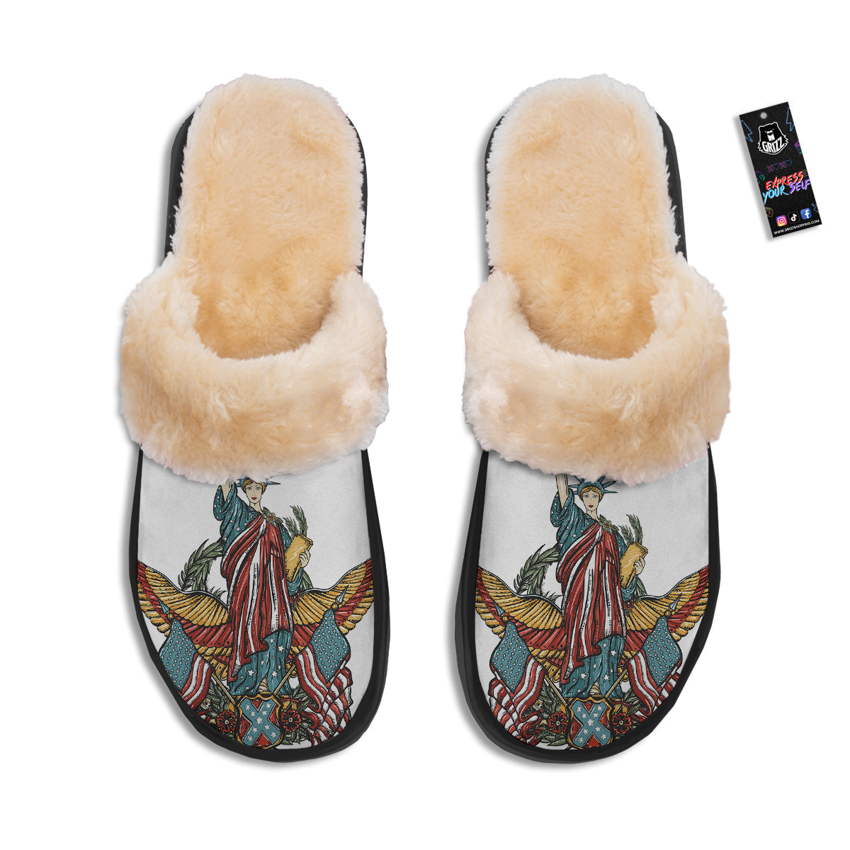 Patriotic Art Statue Of Liberty Print Slippers-grizzshop