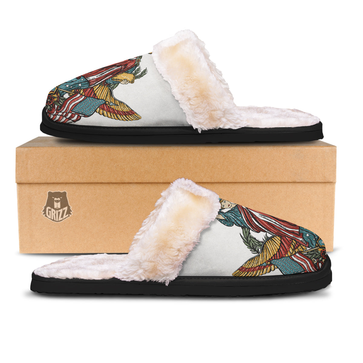 Patriotic Art Statue Of Liberty Print Slippers-grizzshop