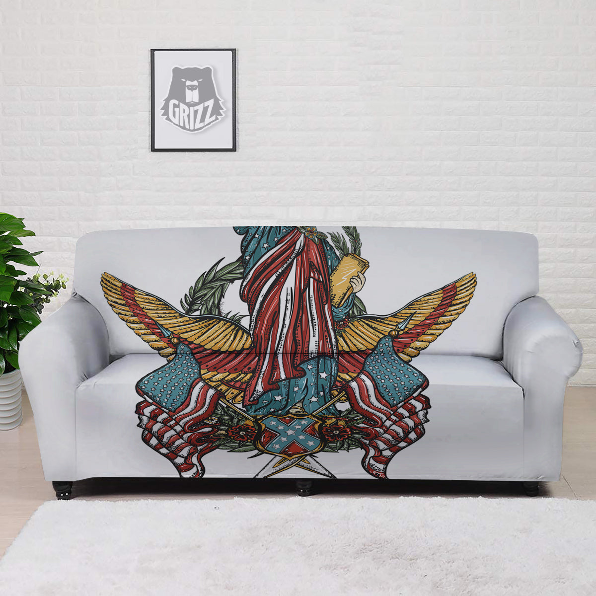 Patriotic Art Statue Of Liberty Print Sofa Cover-grizzshop