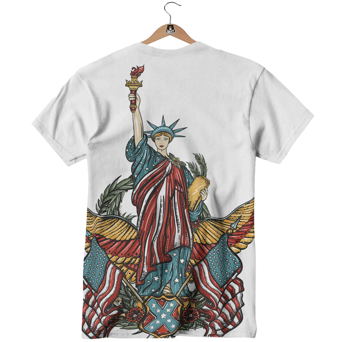 Patriotic Art Statue Of Liberty Print T-Shirt-grizzshop