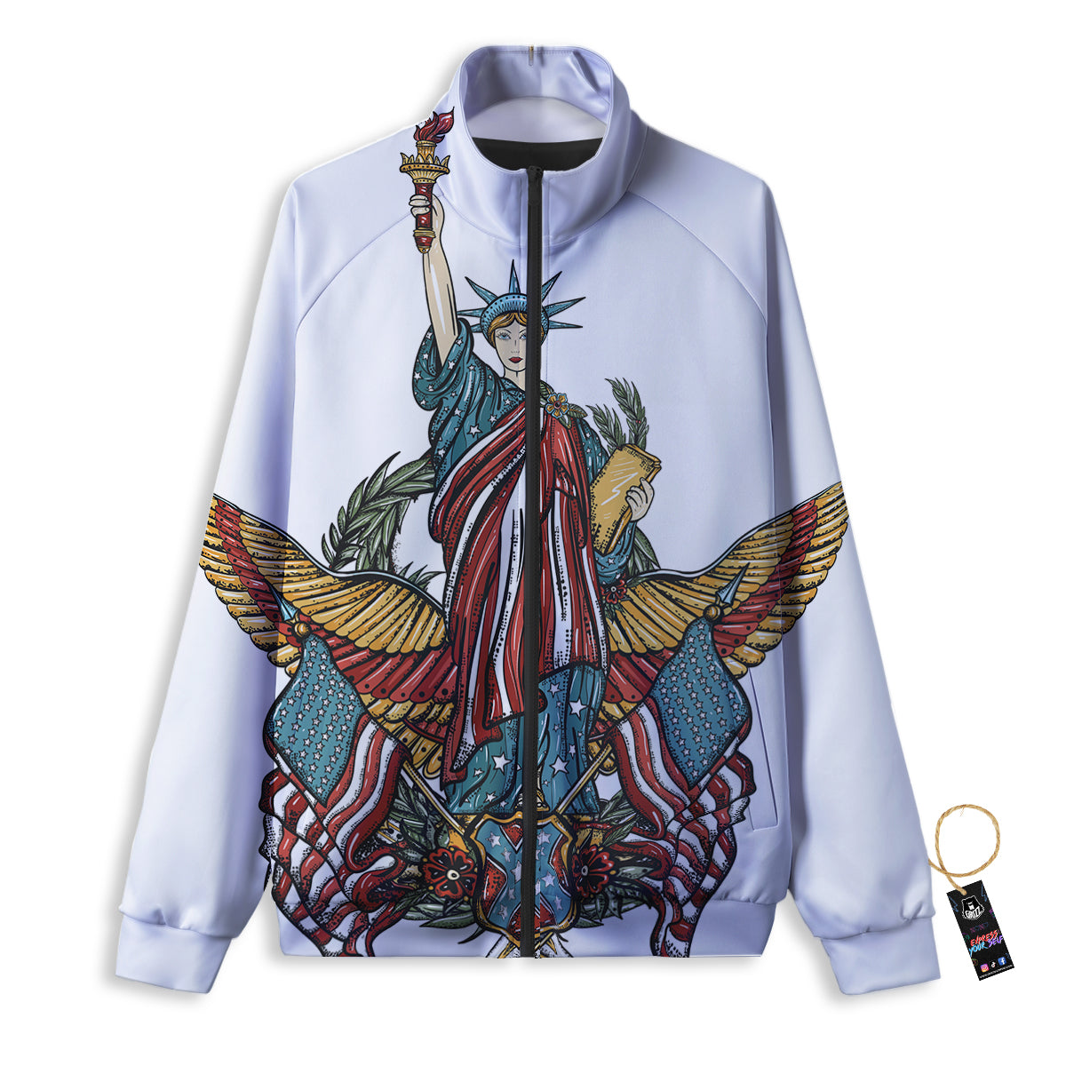 Patriotic Art Statue Of Liberty Print Track Jacket-grizzshop