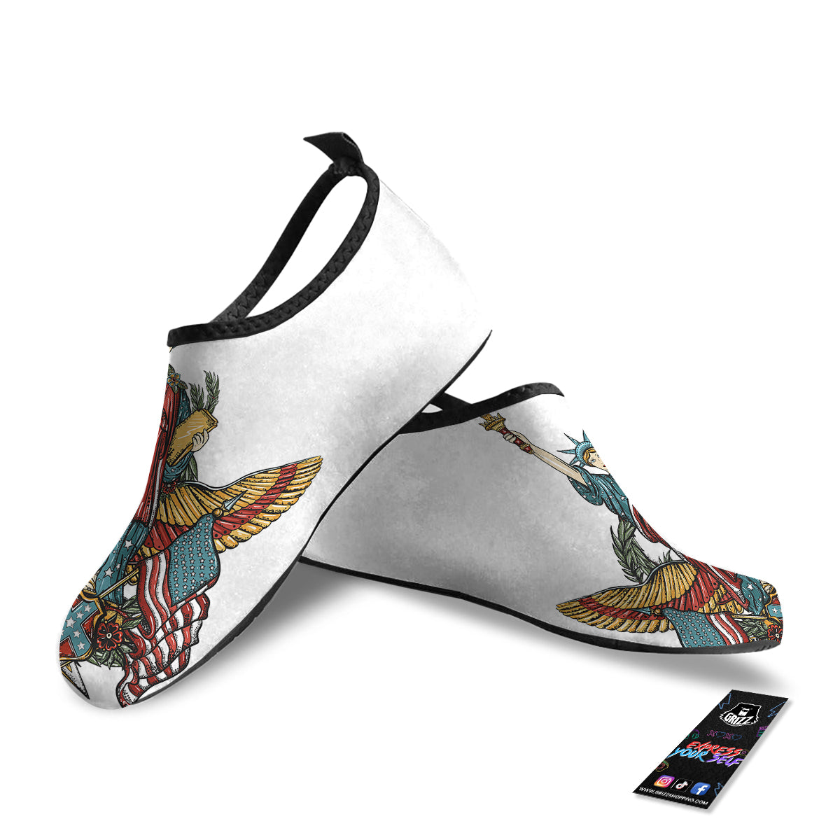 Patriotic Art Statue Of Liberty Print Water Shoes-grizzshop