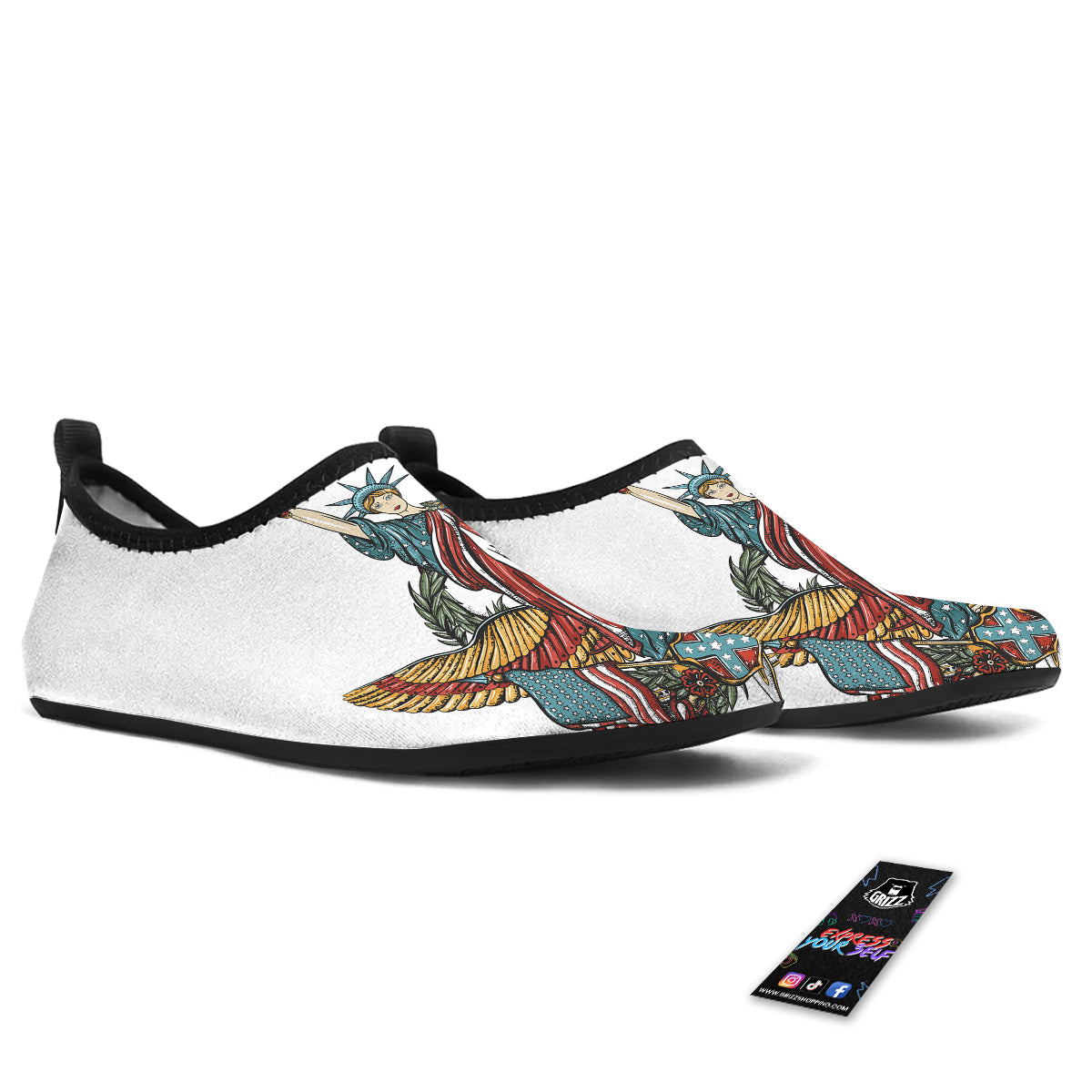 Patriotic Art Statue Of Liberty Print Water Shoes-grizzshop