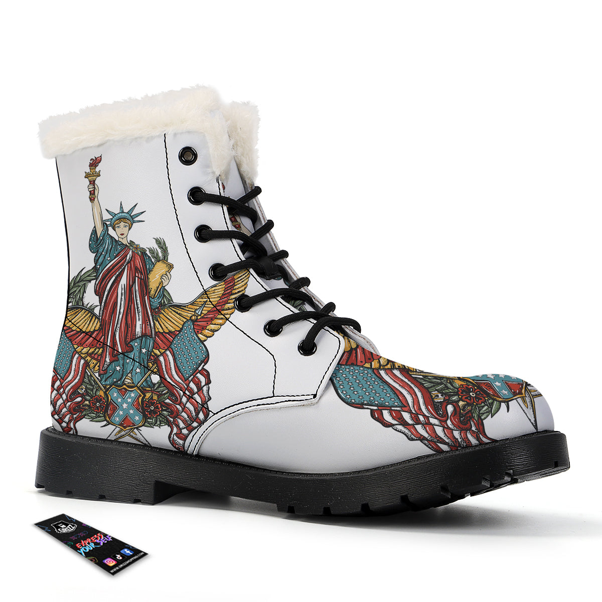 Patriotic Art Statue Of Liberty Print Winter Boots-grizzshop