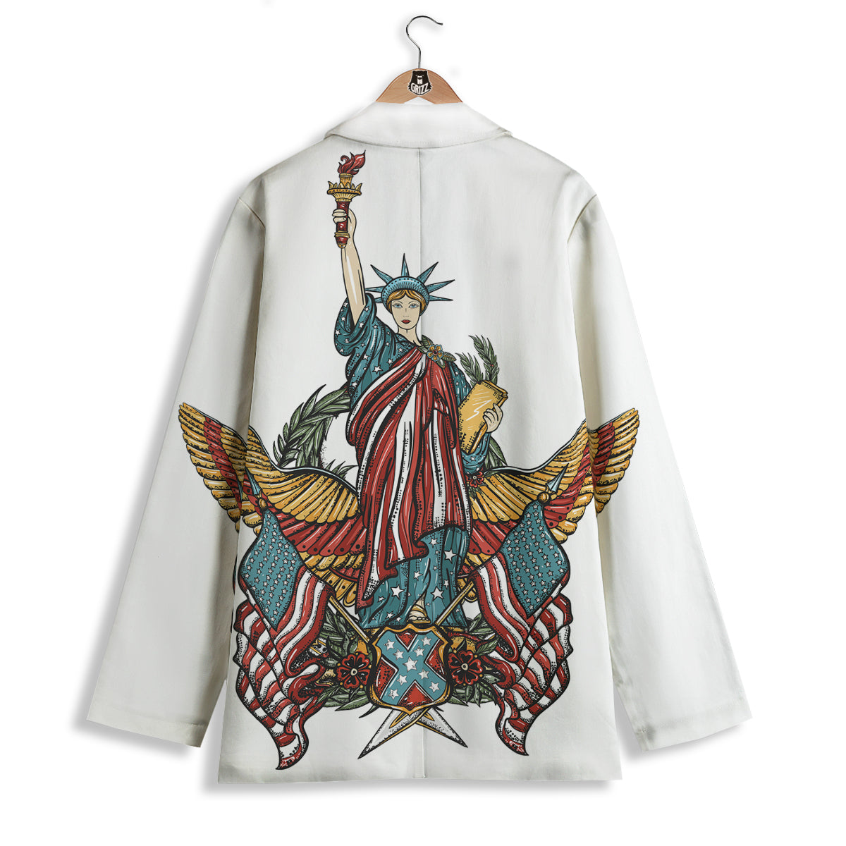 Patriotic Art Statue Of Liberty Print Women's Blazer-grizzshop