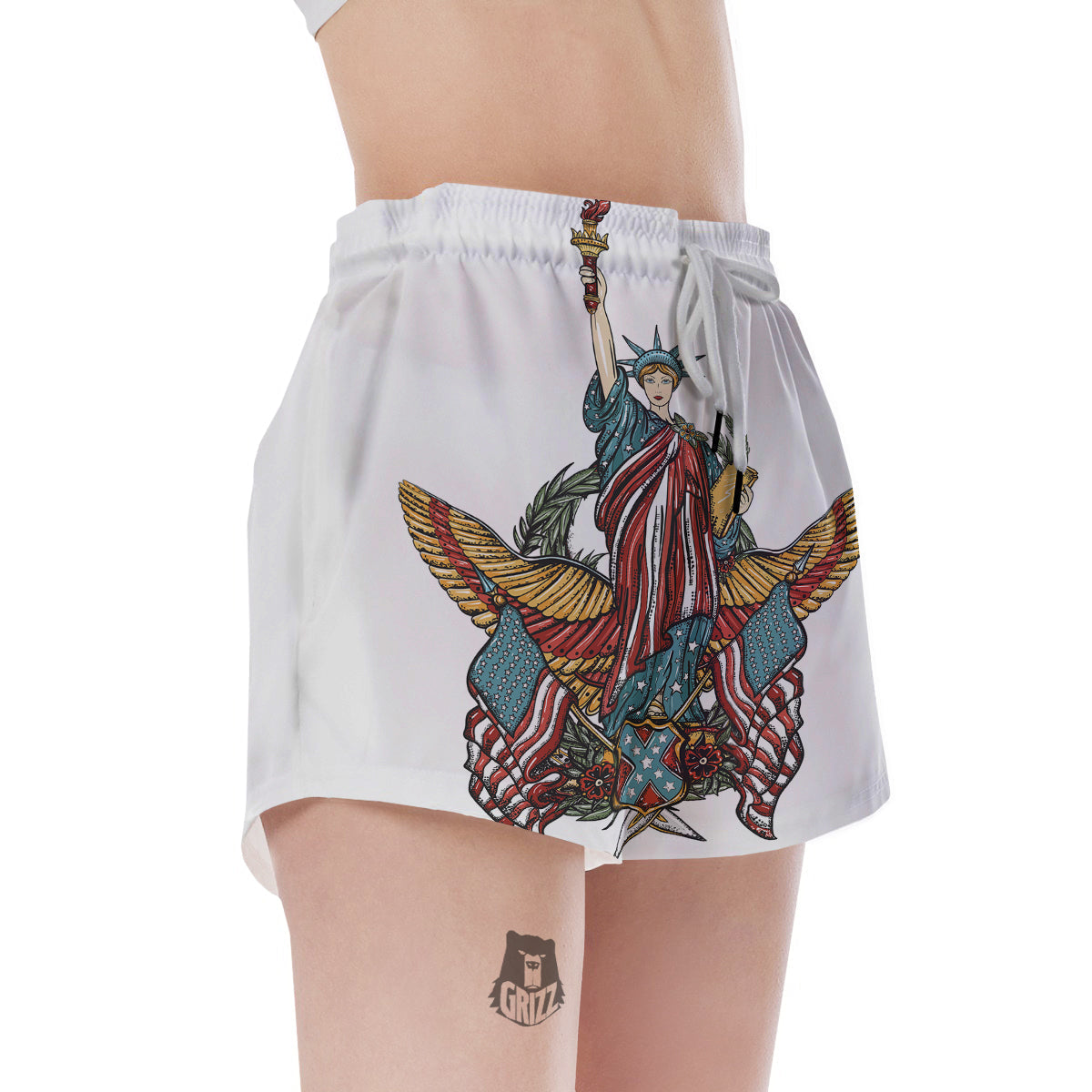 Patriotic Art Statue Of Liberty Print Women's Shorts-grizzshop