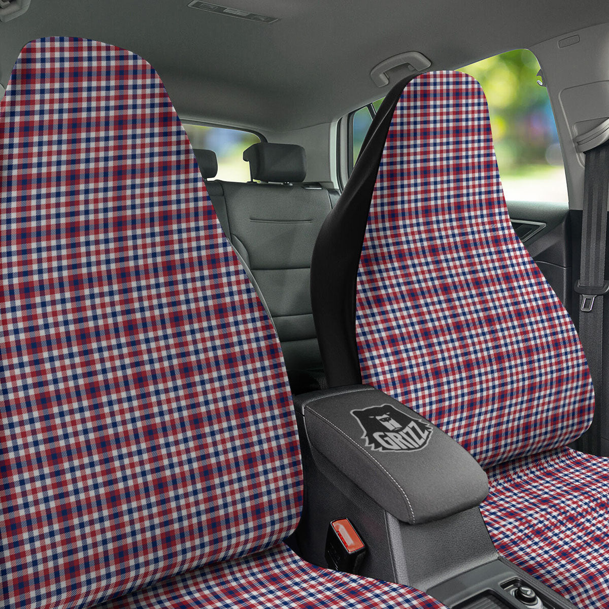 Patriotic Plaid American Print Car Seat Covers-grizzshop