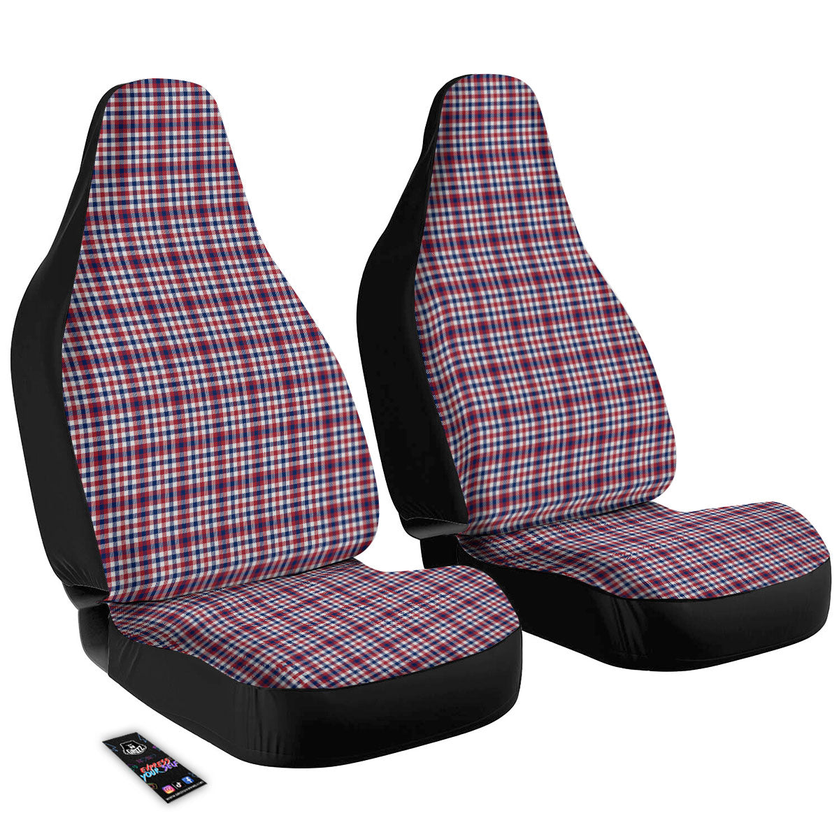 Patriotic Plaid American Print Car Seat Covers-grizzshop