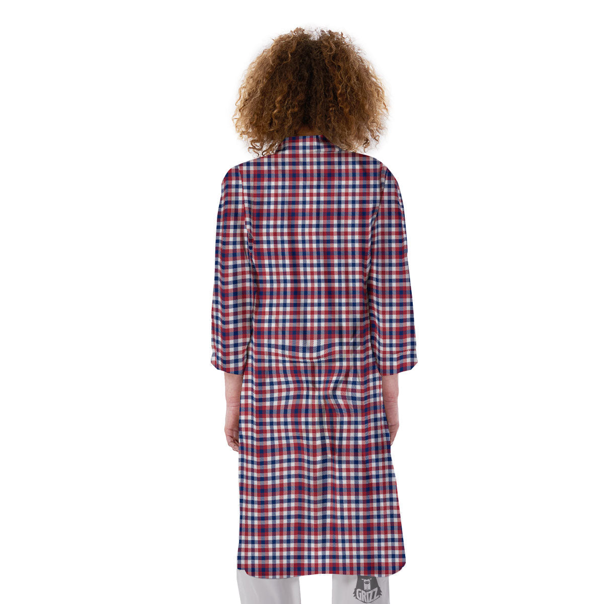 Patriotic Plaid American Print Kimono-grizzshop