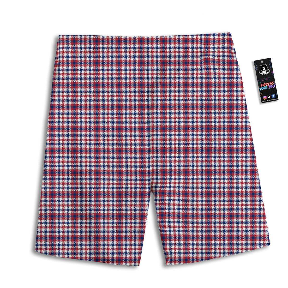 Patriotic Plaid American Print Men's Athletic Shorts