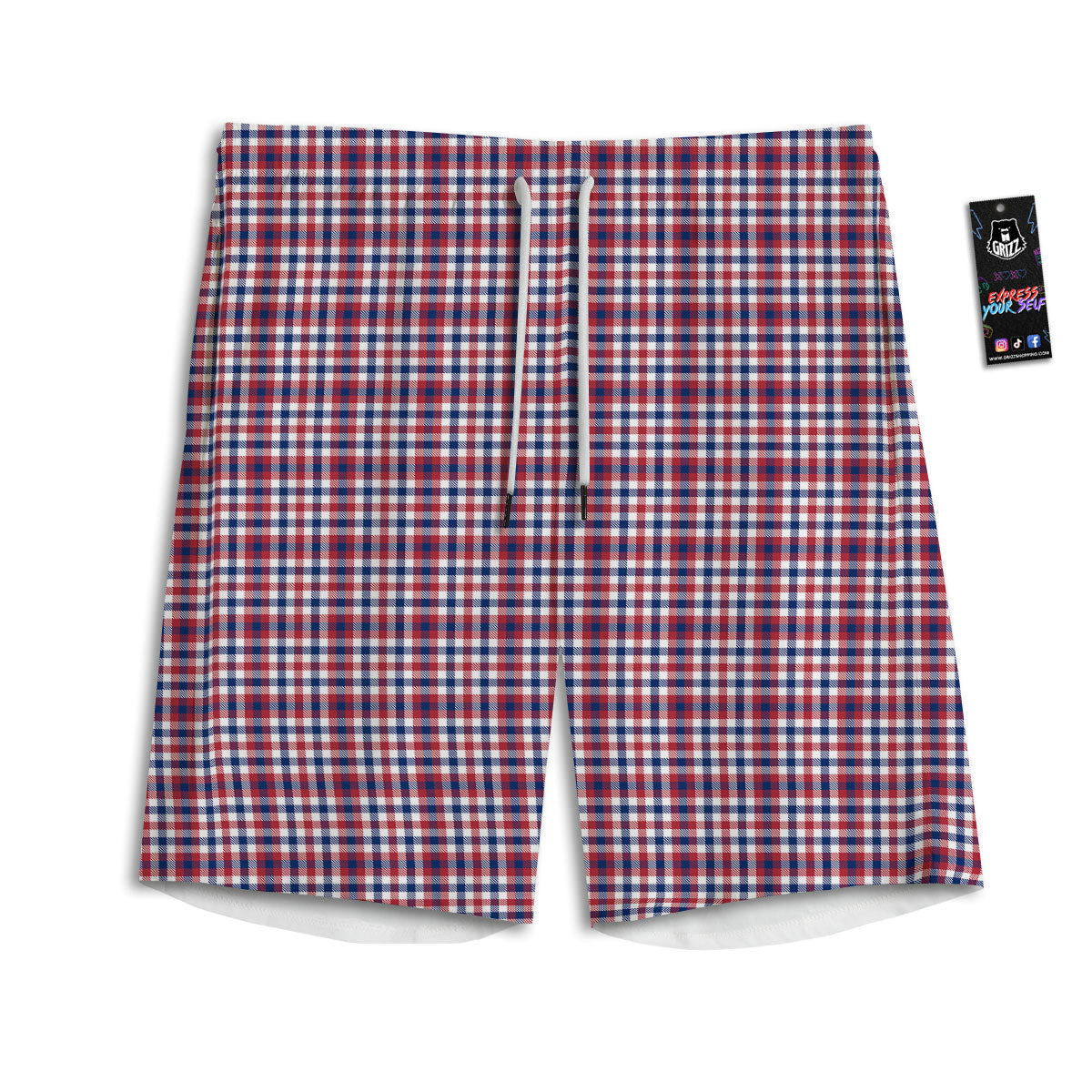 Patriotic Plaid American Print Men's Athletic Shorts