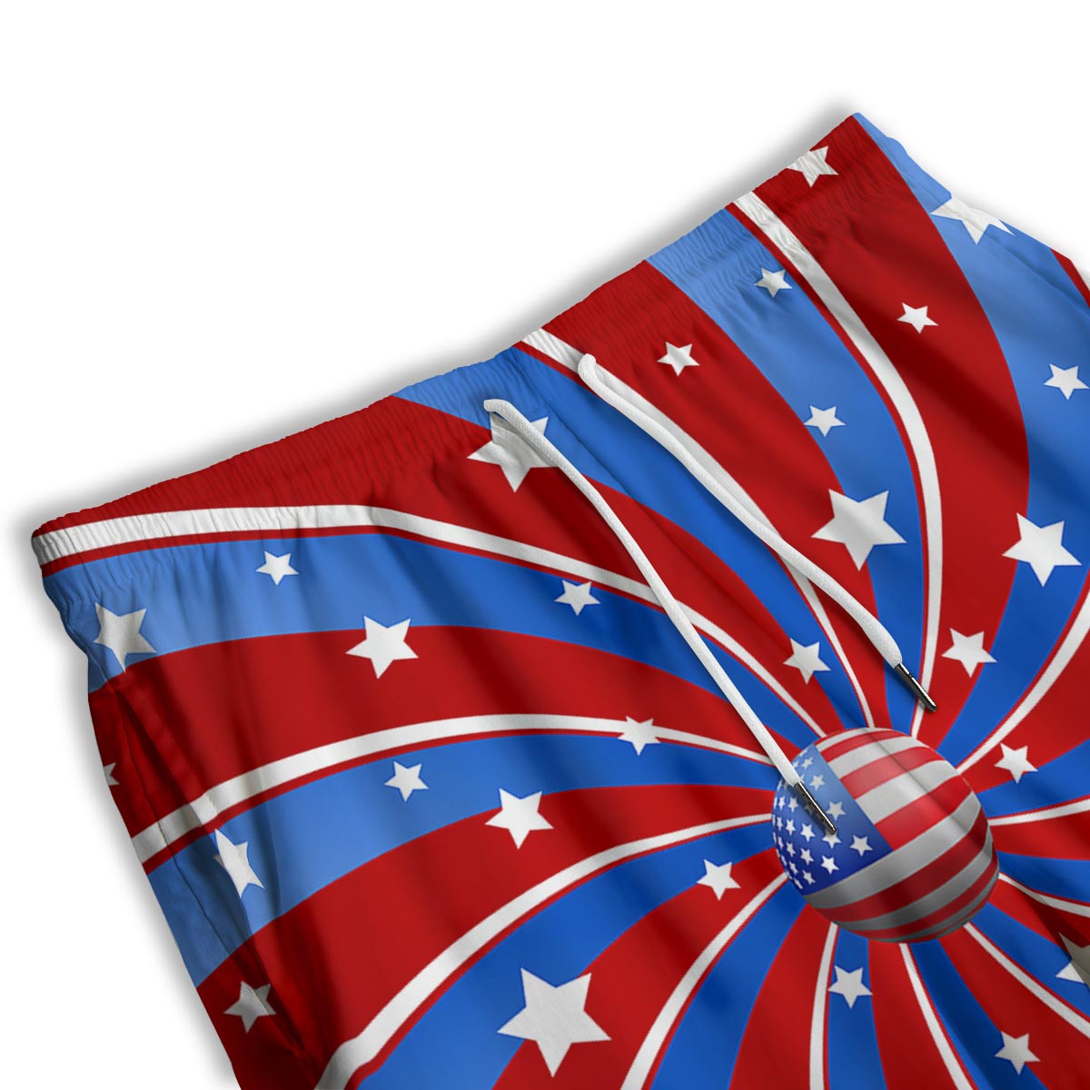 Patriotic Star Swirl American Print Men's Athletic Shorts