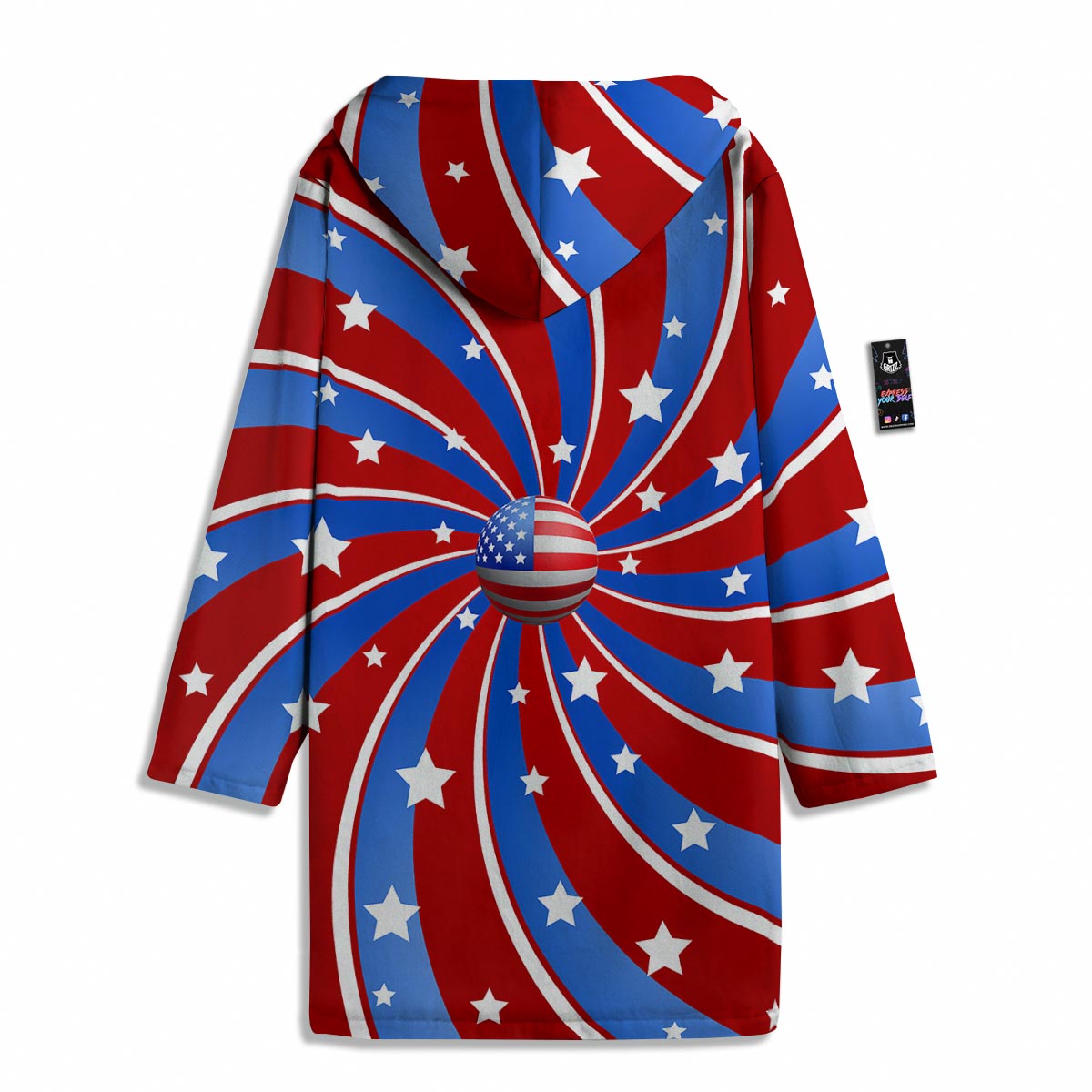 Patriotic Star Swirl American Print Men's Windbreaker Jacket-grizzshop