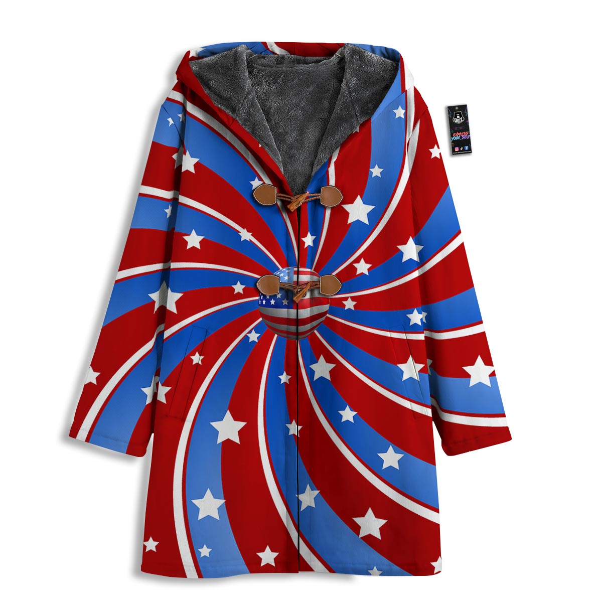 Patriotic Star Swirl American Print Men's Windbreaker Jacket-grizzshop