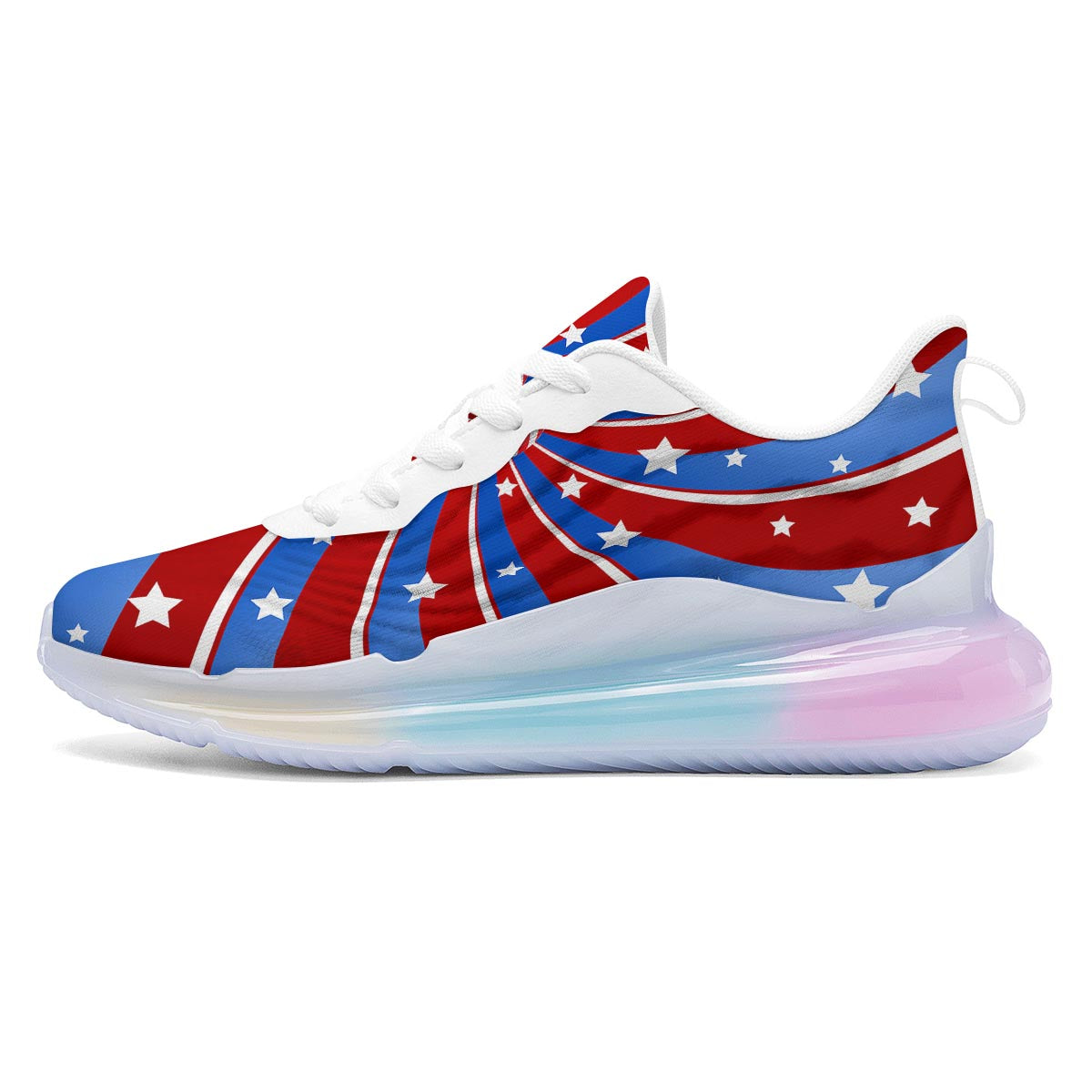 Patriotic Star Swirl American Print Running Sneakers-grizzshop