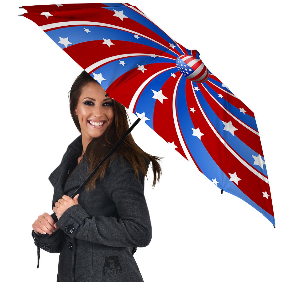 Patriotic Star Swirl American Print Umbrella-grizzshop