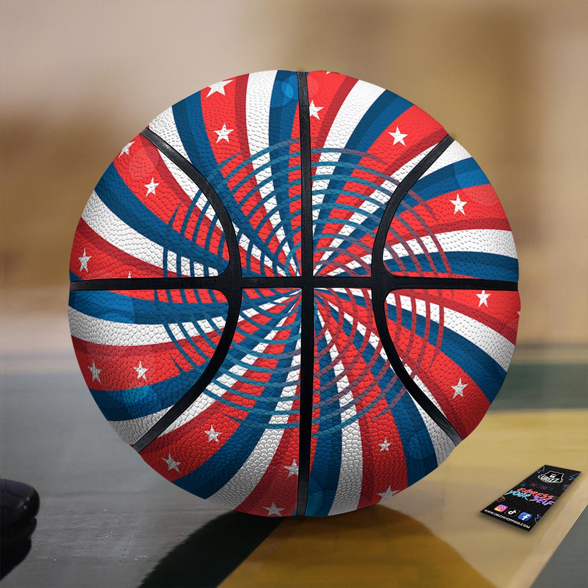 Patriotic Swirly American Print Basketball