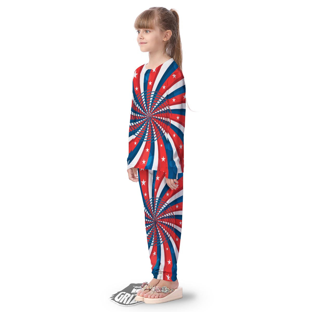 Patriotic Swirly American Print Kid's Pajamas-grizzshop