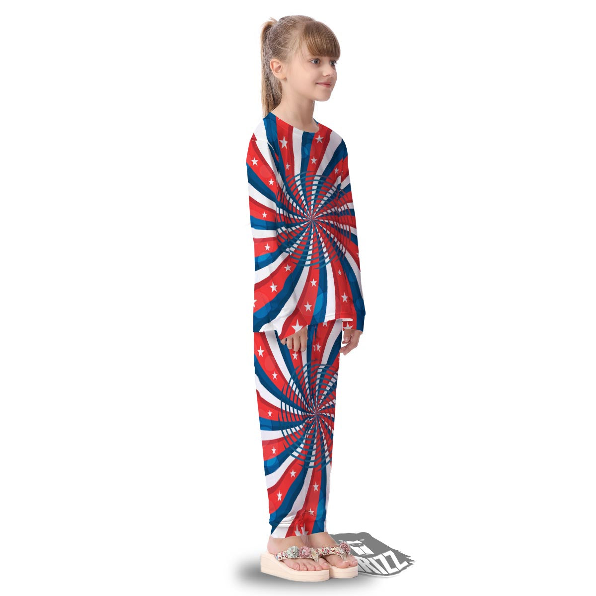 Patriotic Swirly American Print Kid's Pajamas-grizzshop