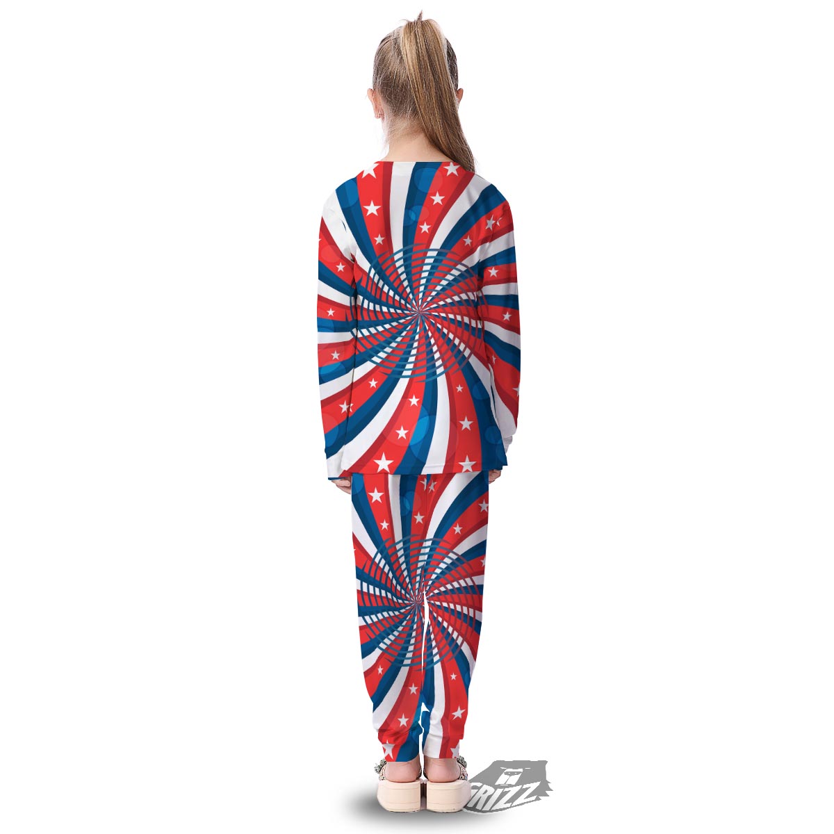 Patriotic Swirly American Print Kid's Pajamas-grizzshop