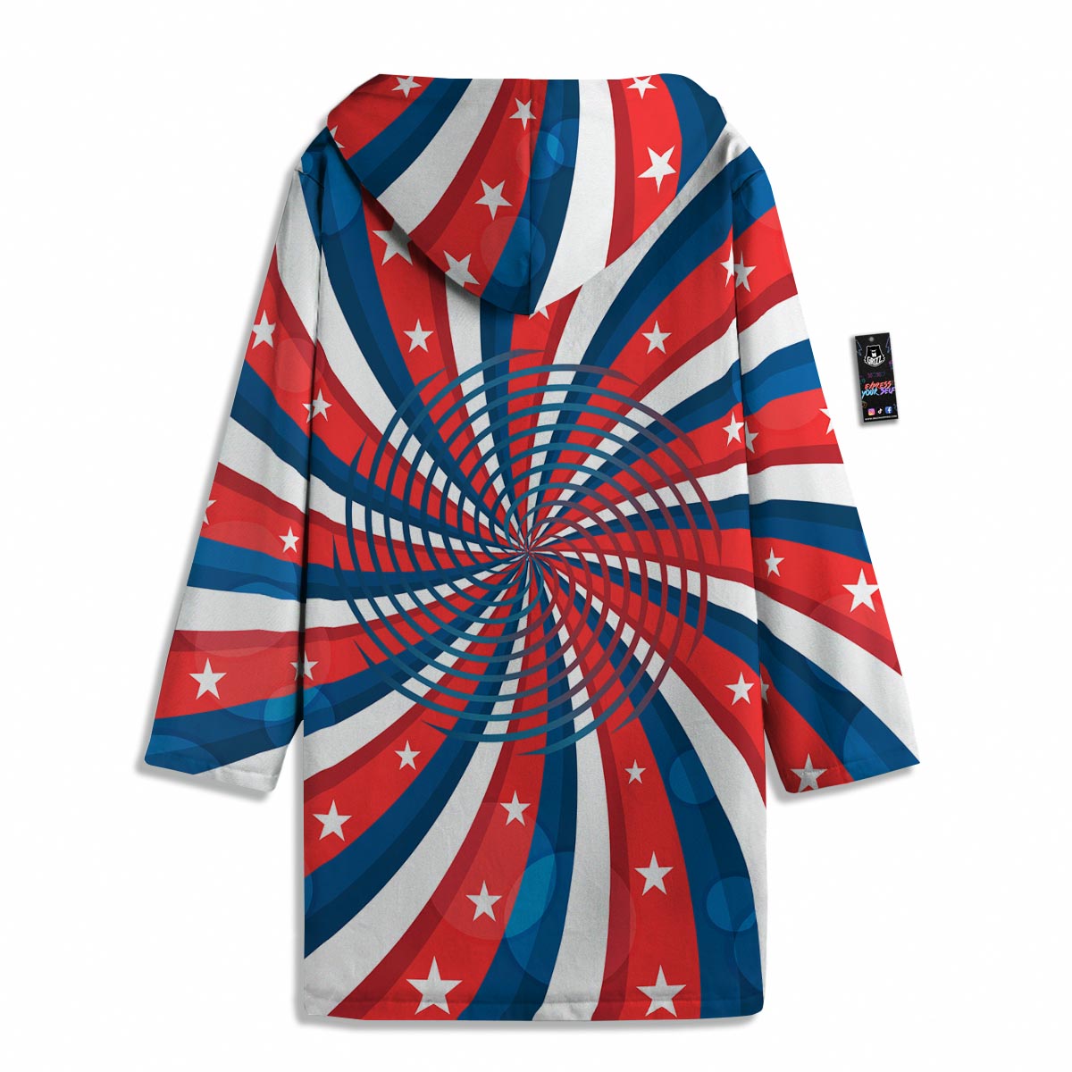 Patriotic Swirly American Print Men's Windbreaker Jacket-grizzshop