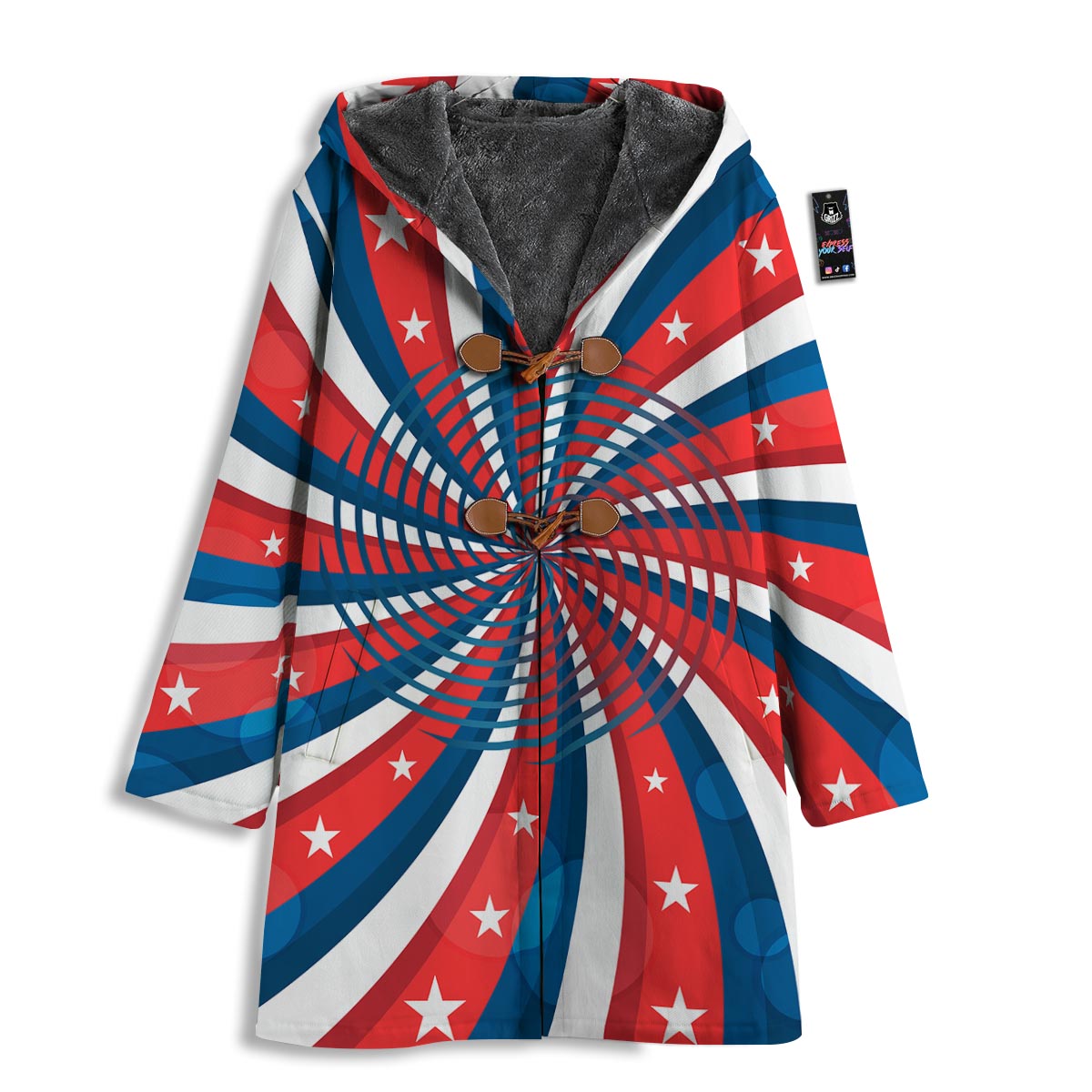 Patriotic Swirly American Print Men's Windbreaker Jacket-grizzshop