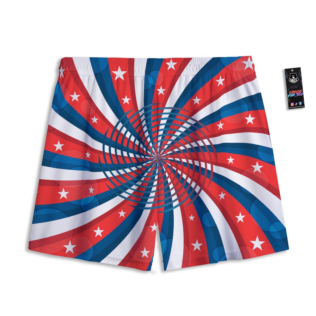 Patriotic Swirly American Print Mesh Shorts