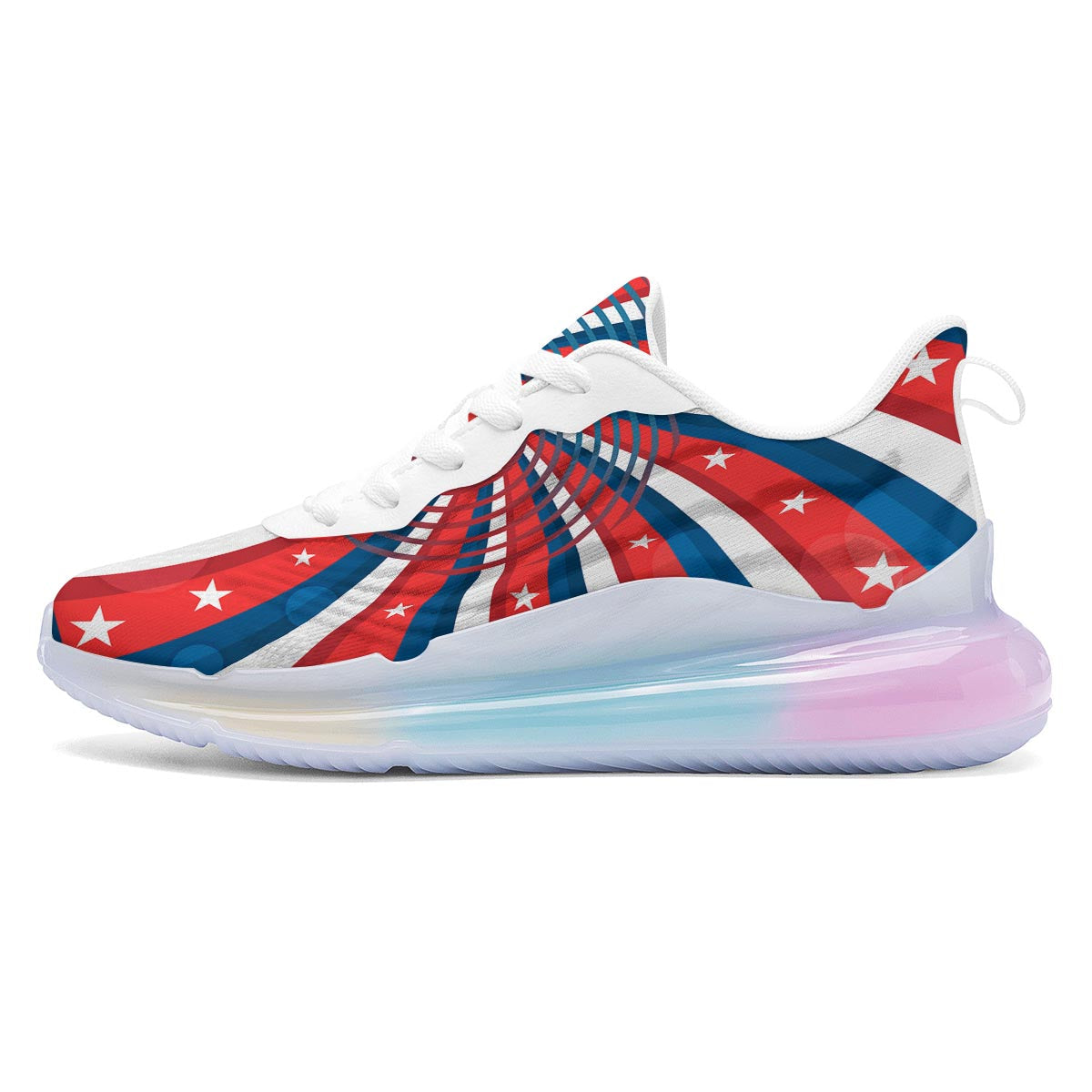 Patriotic Swirly American Print Running Sneakers-grizzshop