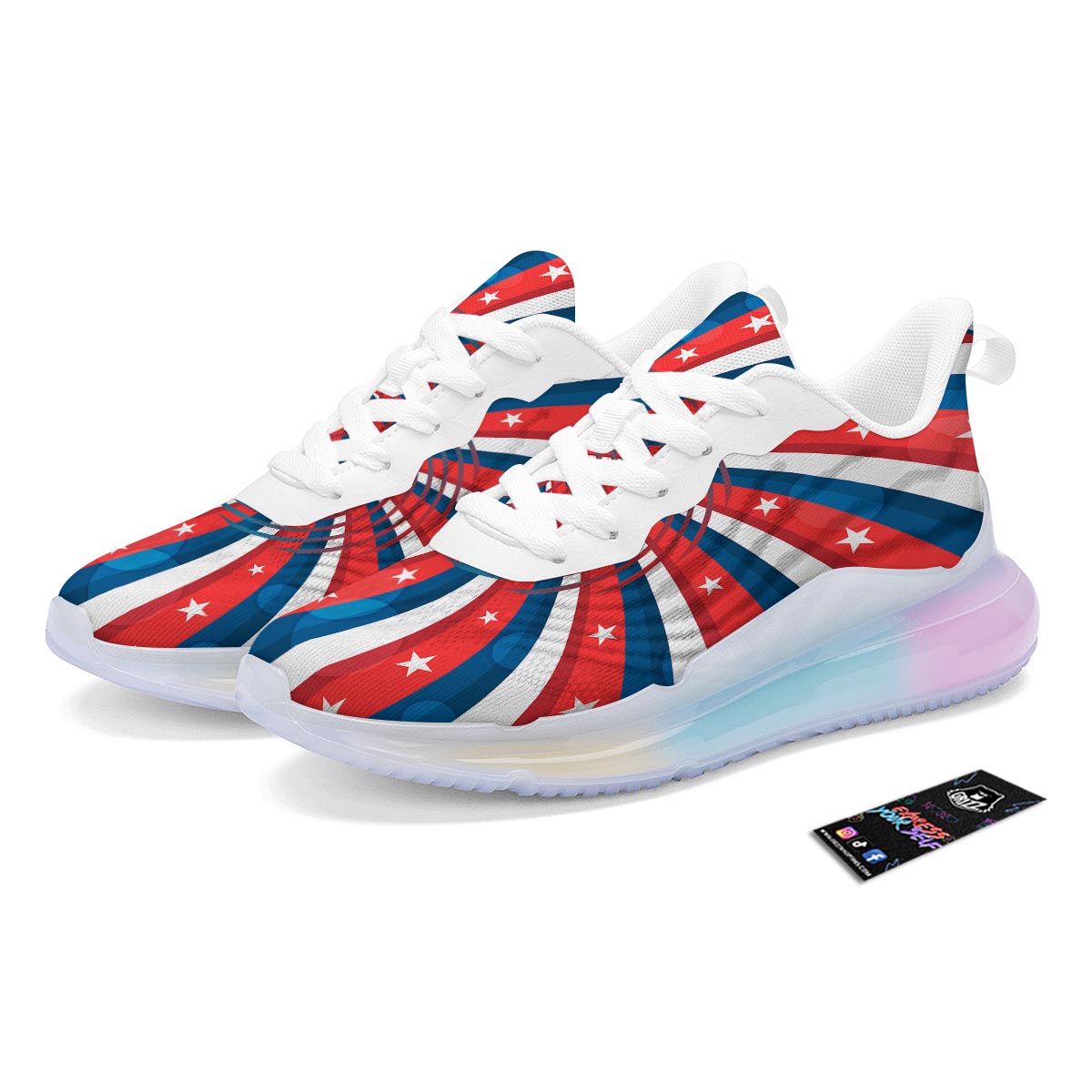 Patriotic Swirly American Print Running Sneakers-grizzshop