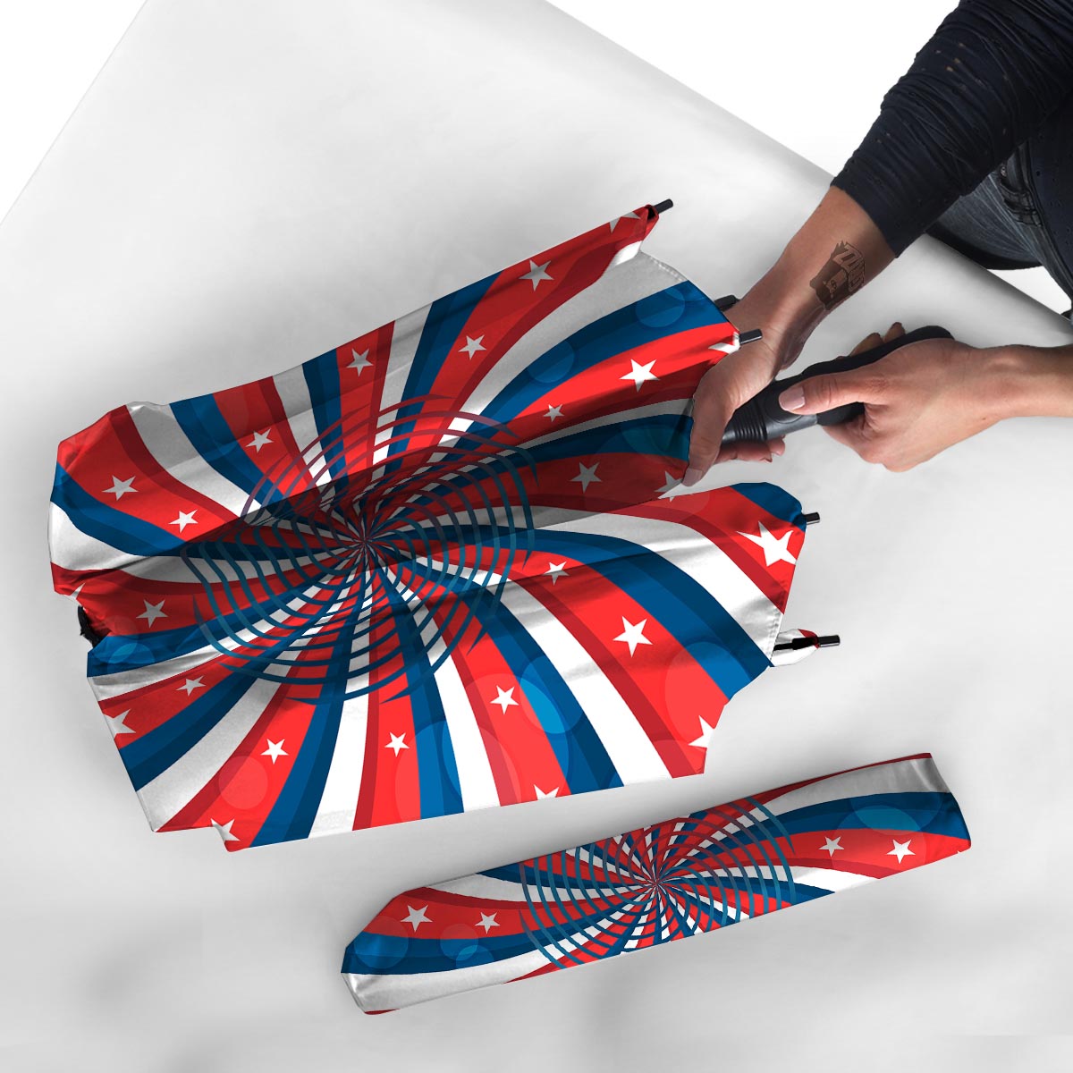 Patriotic Swirly American Print Umbrella-grizzshop