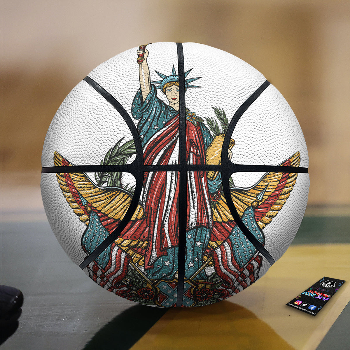 Patriotic Art Statue Of Liberty Print Basketball