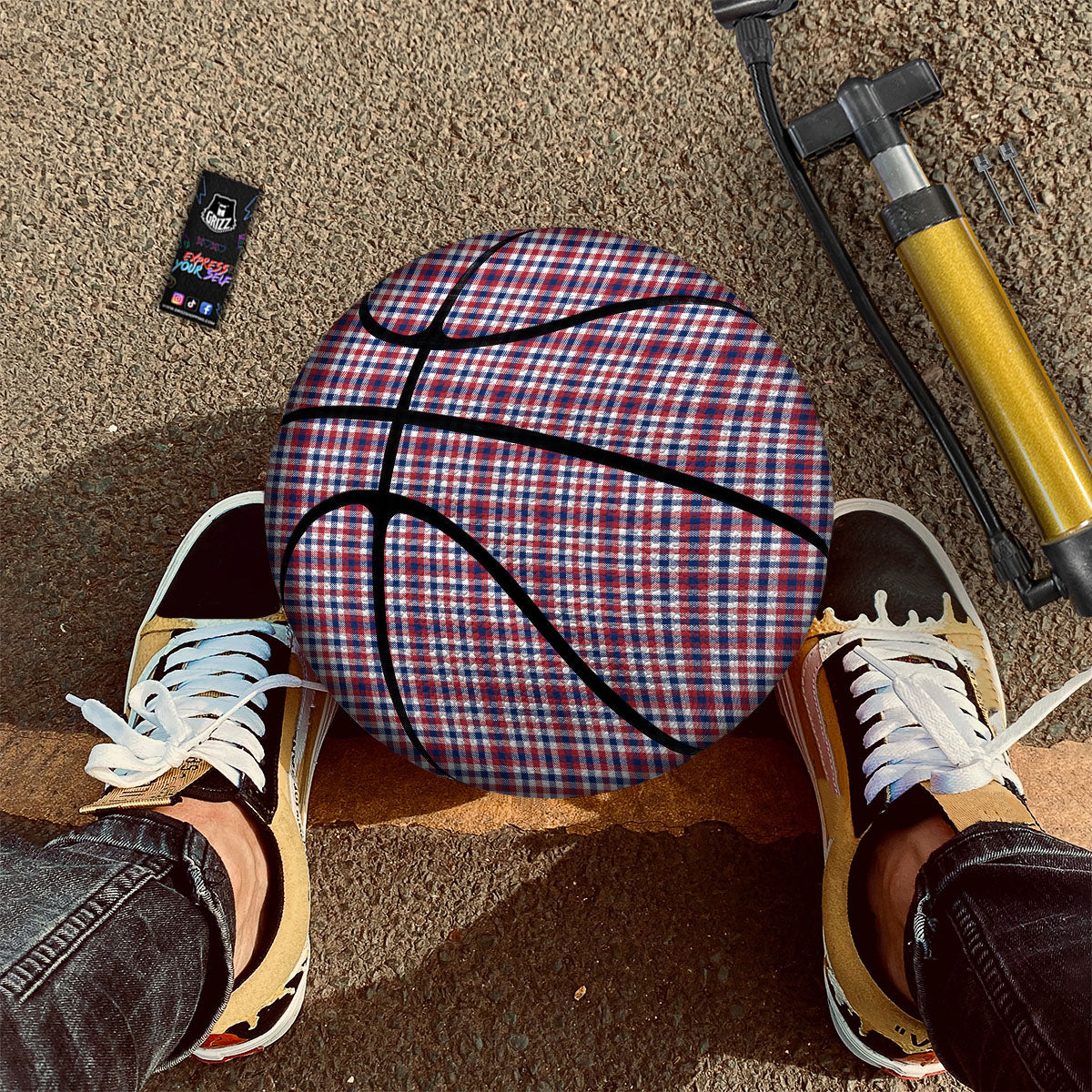 Patriotic Plaid American Print Basketball
