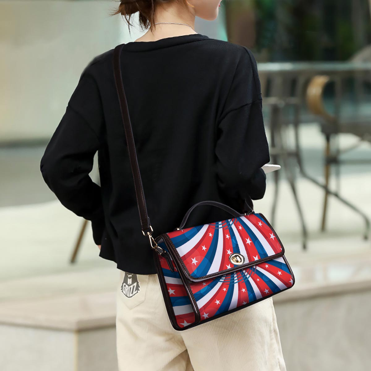 Patriotic Swirly American Print Women's Satchel Bag