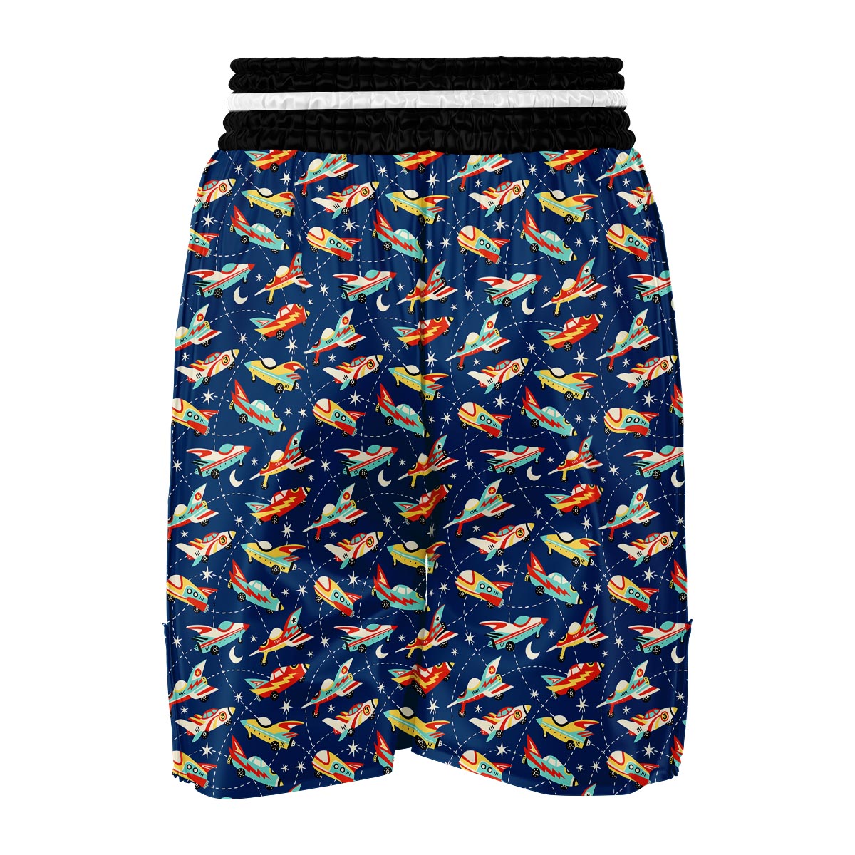Pattern Airplane Print Boxing Shorts-grizzshop