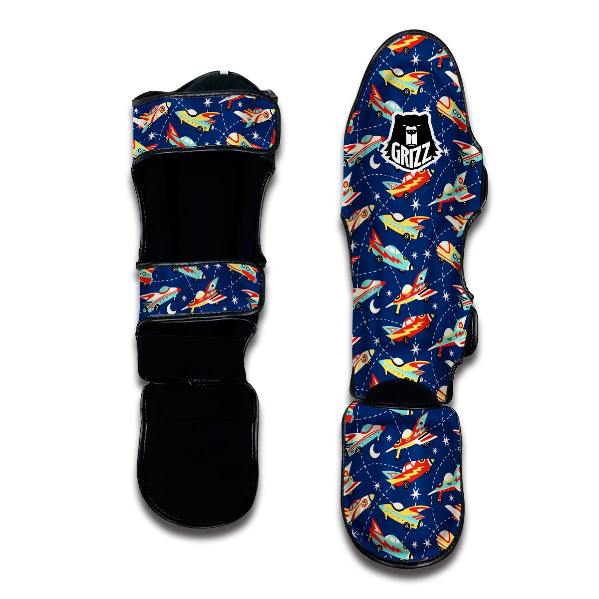 Pattern Airplane Print Muay Thai Shin Guards-grizzshop