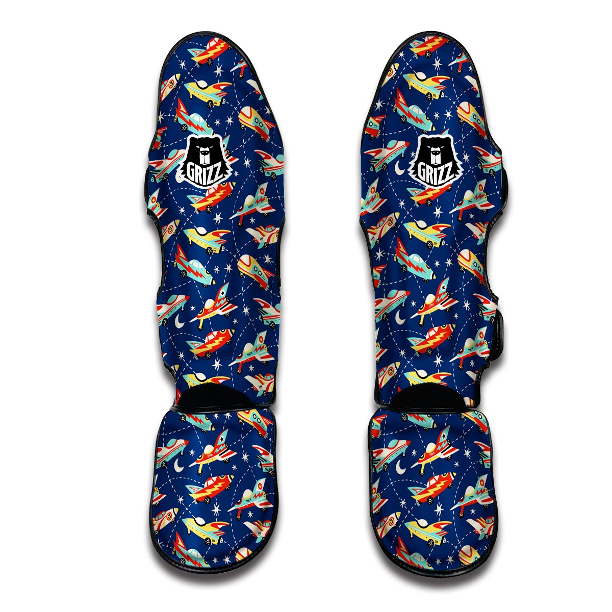 Pattern Airplane Print Muay Thai Shin Guards-grizzshop