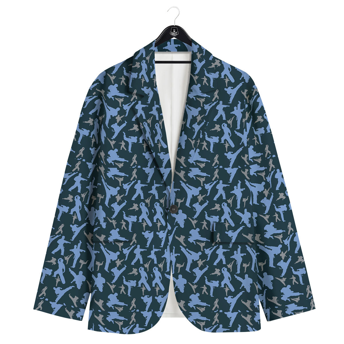 Pattern Karate Print Men's Sport Coat-grizzshop