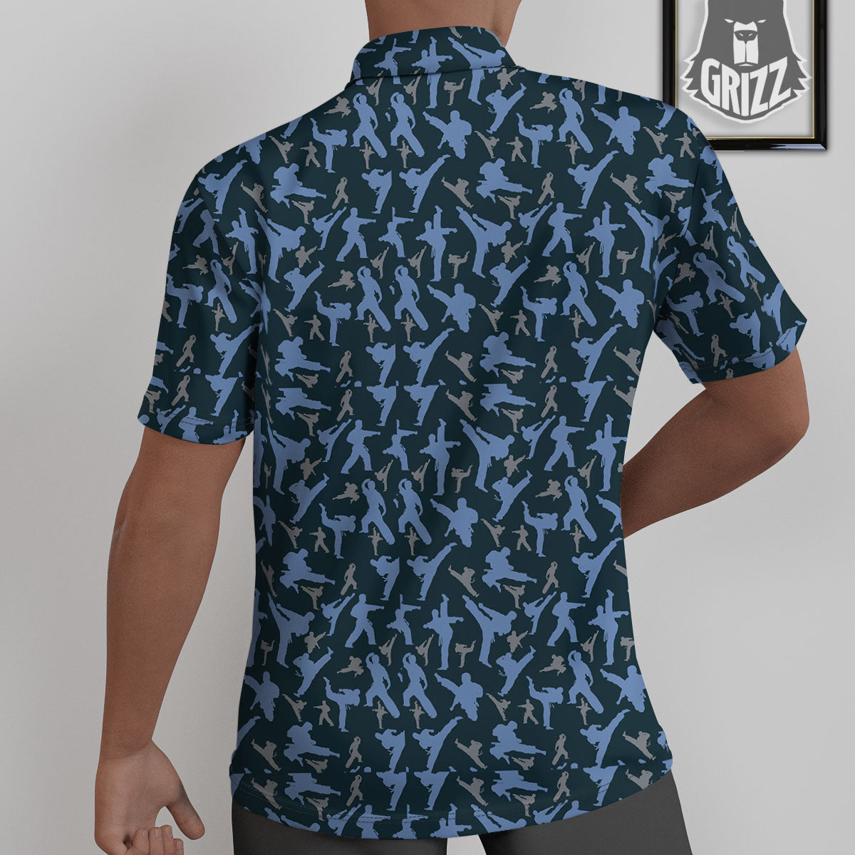 Pattern Karate Print Untucked Shirts-grizzshop