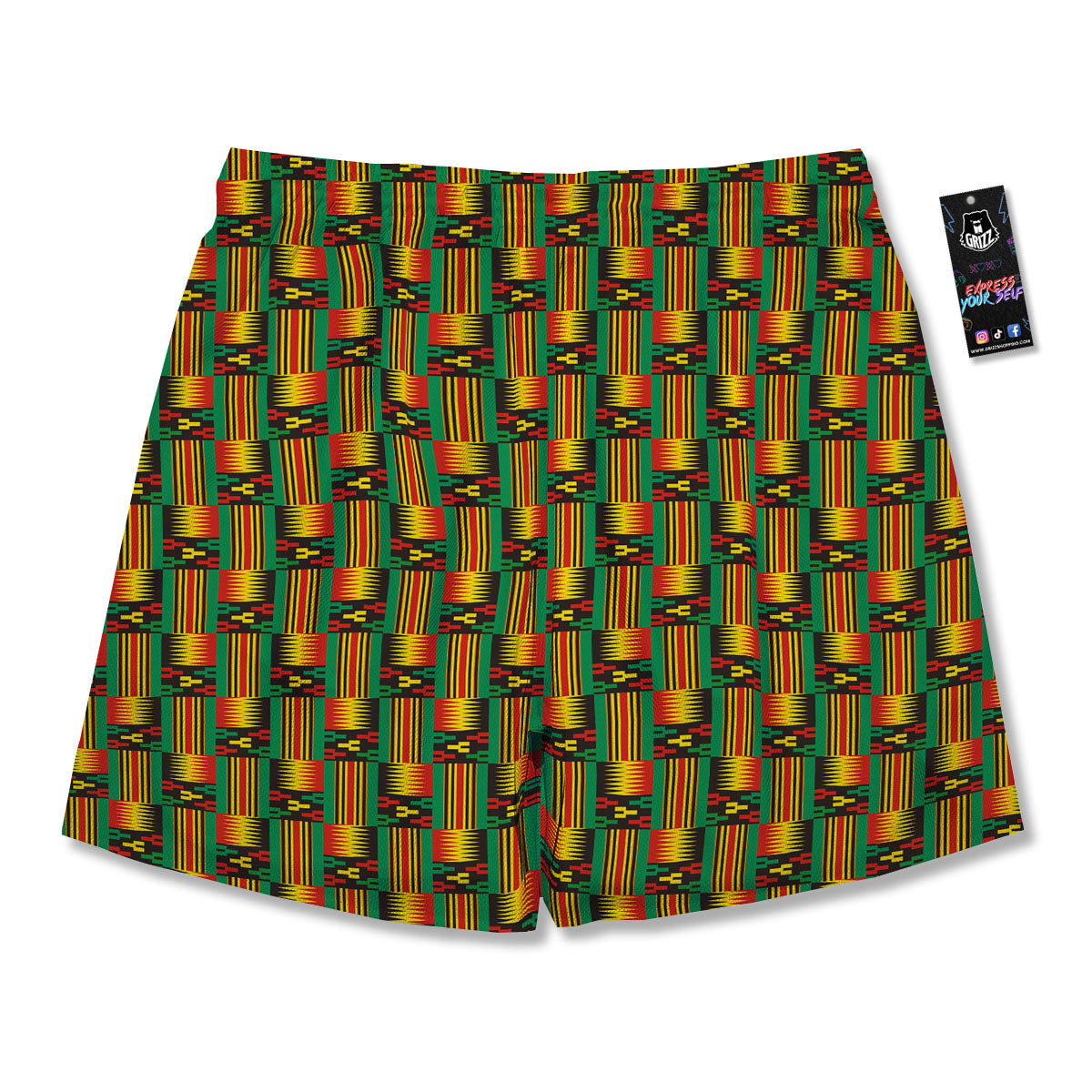 Pattern Kente Print Men's Running Shorts-grizzshop