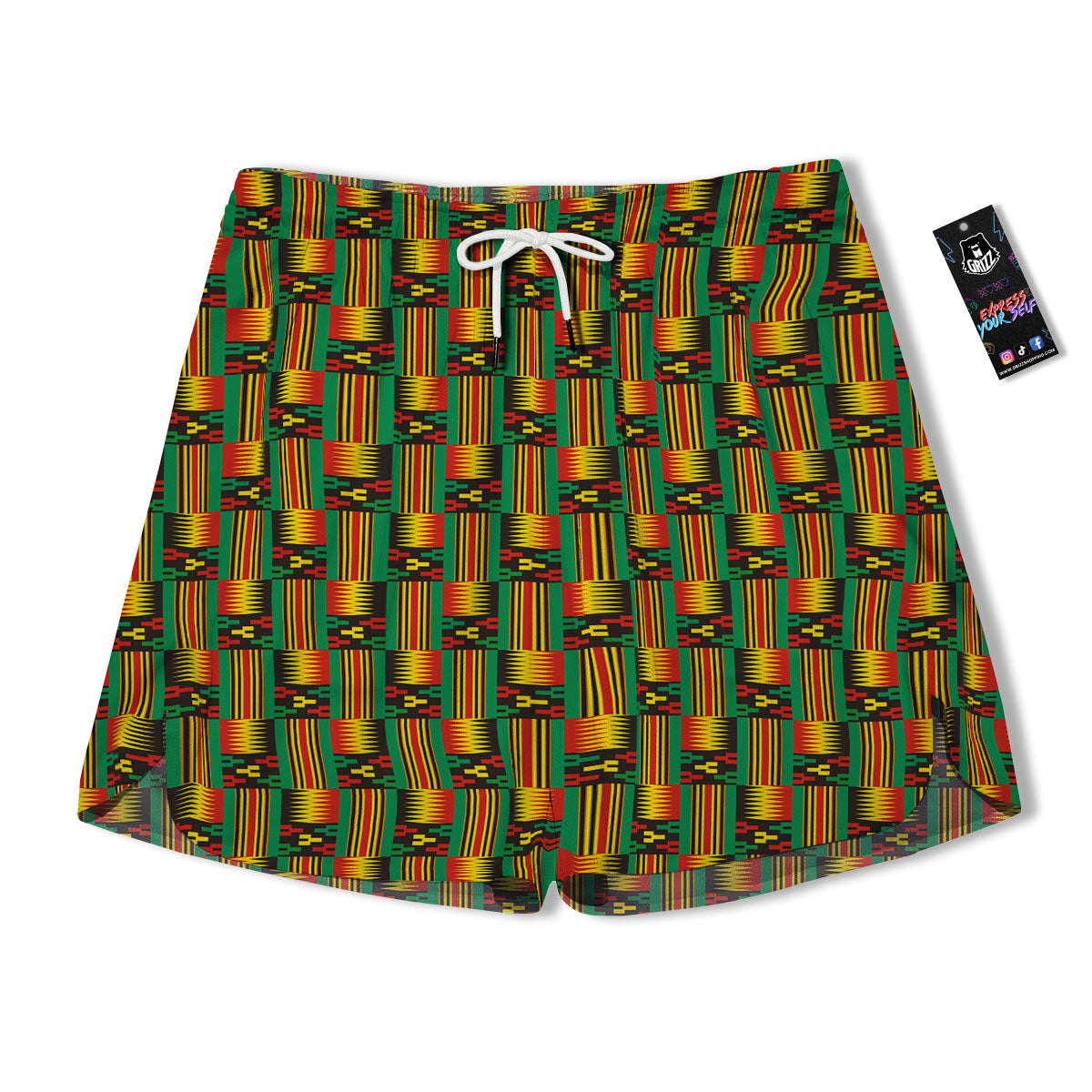 Pattern Kente Print Men's Running Shorts-grizzshop