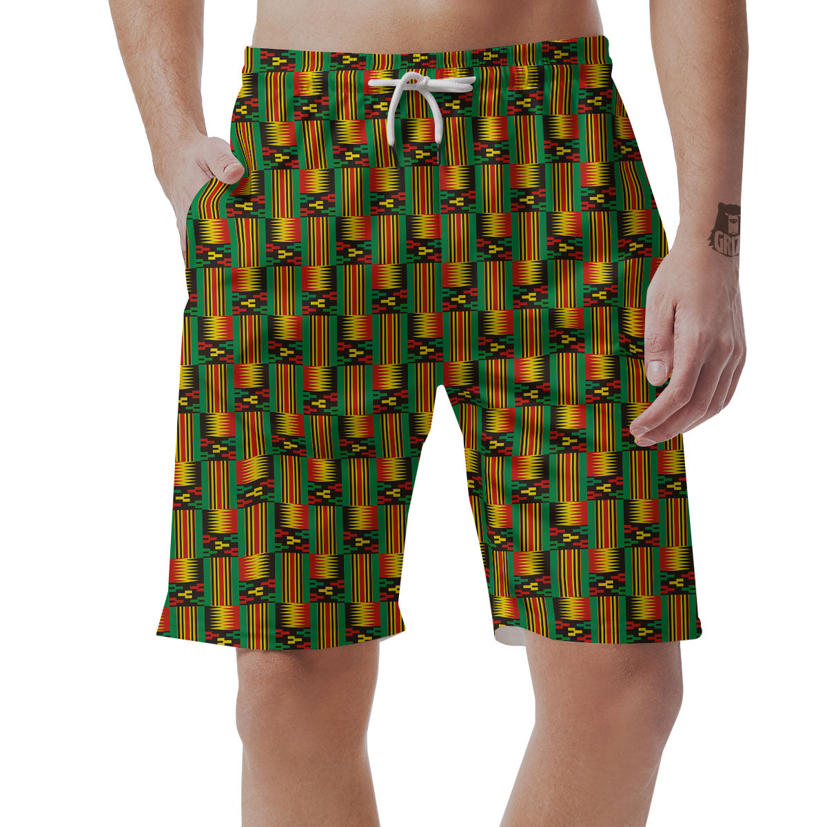 Pattern Kente Print Men's Shorts-grizzshop
