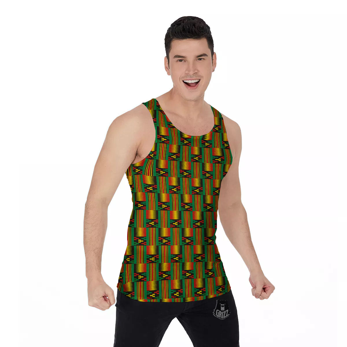Pattern Kente Print Men's Tank Top-grizzshop