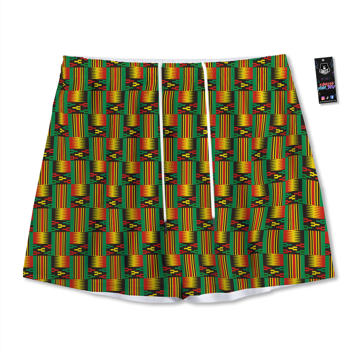 Pattern Kente Print Mesh Shorts